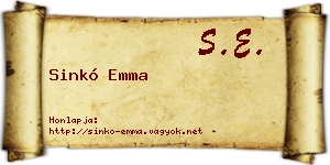 Sinkó Emma névjegykártya